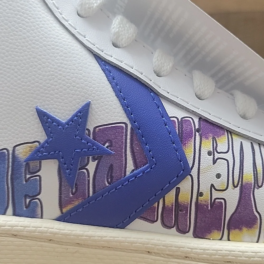 Converse Kids High-Top Sneakers - White with Blue Accents - Picture 10 of 14